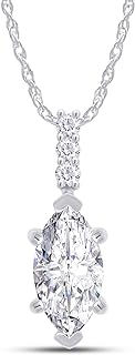 18K Gold Plated Sterling Silver Marquise Pendant with Spring Ring Clasp, 12X6MM Lab-Created Moissanite Diamond, Women's Elegant Jewelry