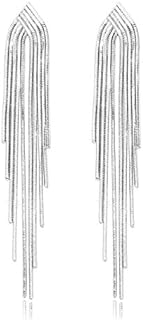 S925 Silver/Alloy Hook Sleek Chain Tassel Drop Earrings Long Leather Fringe Dangle Simple Dainty Earrings