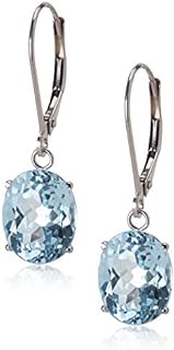 Amazon Collection 14k Gold 8 x 10mm Oval Gemstone Dangle Earrings for Women with Leverbacks