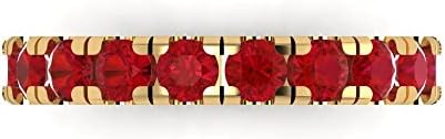 Clara Pucci 1 ct Brilliant Round Cut Simulated Ruby 14k Yellow Gold Bridal Engagement Wedding Desginer Stackable Band