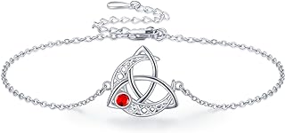 S925 Sterling Silver Moon Charm Bracelet with Rolo Chain and Lobster Claw Clasp, Adorned with Cubic Zirconia for Women, Celtic Design Mother's Day, Birthday, Anniversary Jewelry for Mom, Wife, Girlfriend