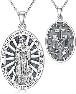 Catholic Pendant Necklace with Rolo Chain, Sterling Silver St Michael, St Christopher, and Other Saints for Men and Women, Religious Amulets Jewelry Gifts by Odinstone