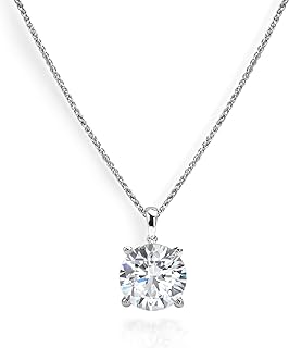 Moissanite Necklace for Women Men, 1ct-5ct Lab Created Moissanite Diamond Pendant Necklace，925 Sterling Silver necklace, Safety Friction Back