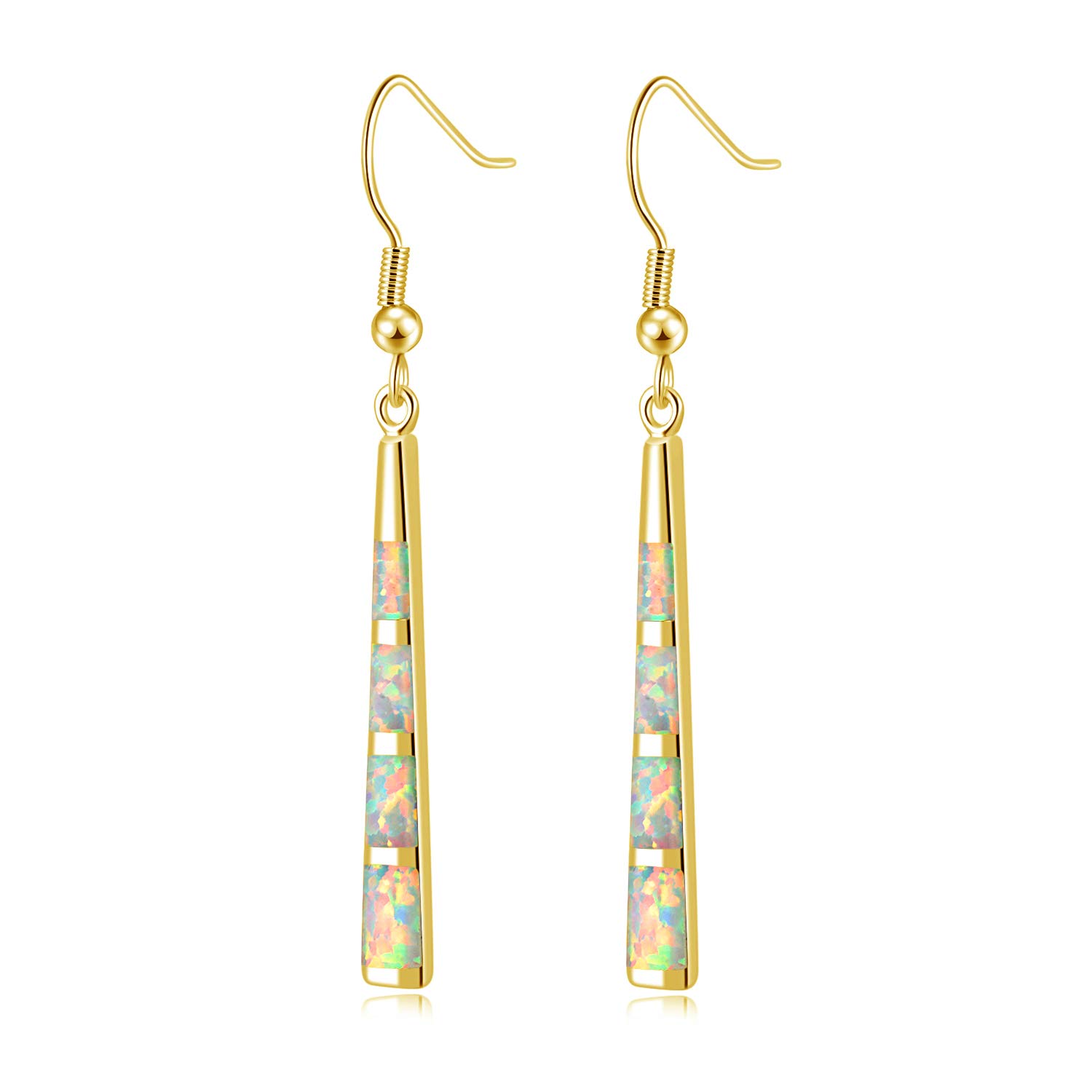 CiNily Dangle Earring-Opal Drop Earrings Silver Plated or Gold Plated Dangle Bar Earrings Opal Jewelry for Women Gems Earrings 2 1/8"