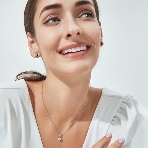 Pendant Necklace, Anniversary Sparkling Gifts for Women, 1Carat Moissanite Necklace for Women 925 Sterling Silver Solitaire Necklace, Birthday Mother's Day Holiday Gift
