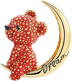 Women's Crystal Rhinestone Brooches Red Little Bear Pin Badge Luxury Wedding Party Jewelry