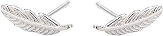 SLUYNZ Women's Feather Stud Earrings, Genuine 925 Sterling Silver, Hypoallergenic with Push-Back Mechanism - Minimalist and Stylish Design