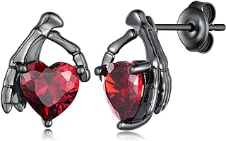 Skull Earrings 925 Sterling Silver Skeleton Hand Stud Earrings for Women Halloween Gothic Skull Jewelry Gifts for Women Girls