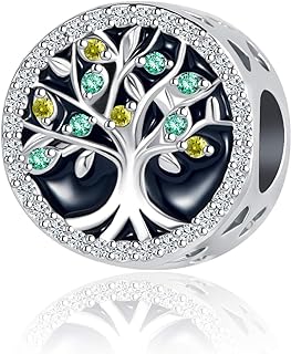 LuxglitterLin Copper Bracelet with Family Tree Root Charm and Infinite Love Heart Bead, Base Gemstone Accent