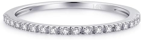 14K Solid Gold 3-Stone Stack Moissanite Engagement Ring for Women - Durable Eternity Bands with Timeless Elegance