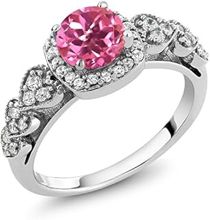 Gem Stone King 925 Sterling Silver Pink Mystic Topaz Engagement Ring For Women (1.32 Cttw, Available 5,6,7,8,9)