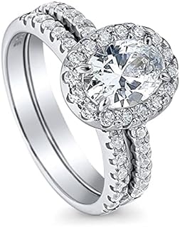 Sterling Silver Winter Halo Engagement Ring with Cubic Zirconia for Women, Oval Cut Design, Size 6