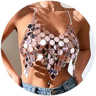 Chic Backless Sequin Body Chain Crop Top in Rose Gold Alloy for Women - Beach/Bikini/Club Wear