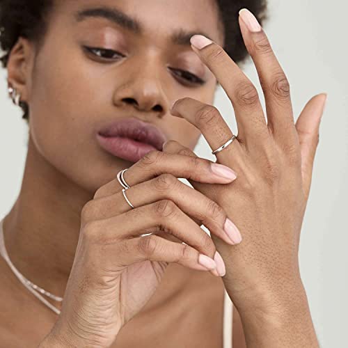 MILACOLATO S925 Sterling Silver Rings for Women Men 18K White Gold Plated Stackable Statement Thin Plain Thumb Ring High Polished Wedding Band Ring Comfort Fit Size 5 to 10, 1mm 2mm 3mm 4mm 6mm
