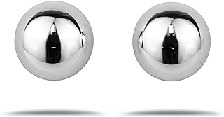 LaTisoro 10mm Sterling Silver Half Ball Moon Stud Earrings - 100% Hypoallergenic & Nickel Free