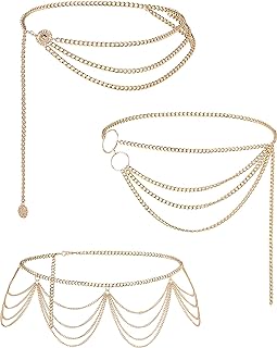 Triple-Set Gold Waist Body Chain in Alloy Material, Sexy Summer Beach Accessory for Fashionable Women and Girls
