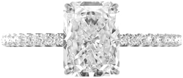 1.5 CT Radiant Cut Moissanite Diamond Handmade Engagement Rings Sterling Silver Solitaire Bridal Wedding Rings for Women, Anniversary Ring Gift, White