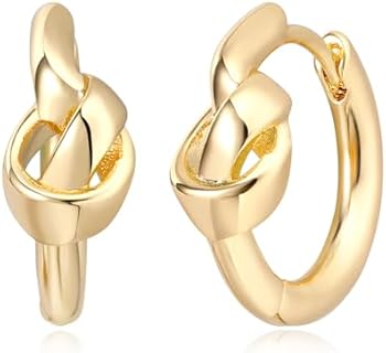MYEARS Women Knot Earrings Gold Huggie Hoop 14K Gold Filled Small Simple Hypoallergenic Everyday Jewelry