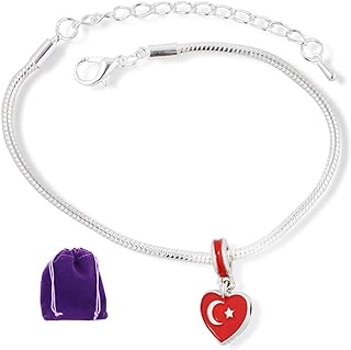 Emerald Park Jewelry Turkish Flag Snake Chain Charm Bracelet
