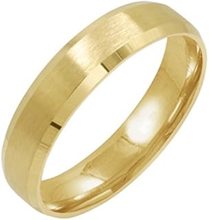 Solid 10K White Gold Men's Wedding Ring with Satin Finish & Beveled Edge Design for Grooms - Size 8