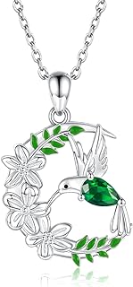 925 Sterling Silver Hummingbird Pendant Necklace with Cable Chain and Cubic Zirconia - Ideal Gift for Women & Girls