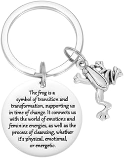 Frog Themed Stainless Steel Keychain with Sturdy O-Rings, Perfect Gift for Men, Women, and Frog Enthusiasts, Round Pendant Design