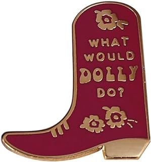 KUPOOL 'What Would Dolly Do?' Cowboy Boot Enamel Brooch with Pin Clasp - Stylish Alloy-made Accessory with Distinctive Design for Jackets, Coats, Hats and Bags