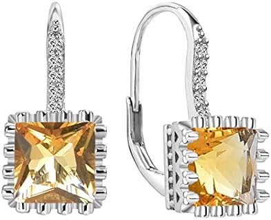 Women's 925 Sterling Silver Princess Cut Cubic Zirconia Leverback Dangle Earrings - 0.27 Inches