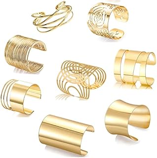 CASDAN 8PCS Arm Cuff Bracelets Set for Women Leaf Coil Upper Victorian Filigree Swirl Gypsy Silver Gold Plated Band Cuff Open Adjustable Minimalist Simple Armband Bangle Bracelet Jewelry