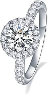 IMOLOVE Solitaire Engagement Rings for Women Halo Ring Promise Rings for her Sterling Silver plated with 18K White Gold Rings for Women 1.64ct D Color VVS1 Clarity Moissanite Size 4-11
