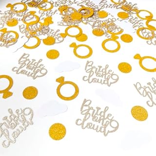 LeeLeeAn Bride on Cloud 9 Scattered Diamond Engagement Ring Confetti in Glitter Gold & White, Ideal for Weddings and Engagements, 100pcs