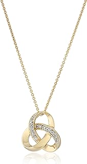 Amazon Essentials womens 18K Gold over Sterling Silver Diamond Knot Pendant Necklace (previously Amazon Collection)
