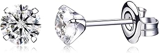 VGACETI Titanium Earrings, Hypoallergenic for Sensitive Ears Brilliant Cut Simulated Diamond 5mm Cubic Zirconia Stud Earrings for Girls Women Men