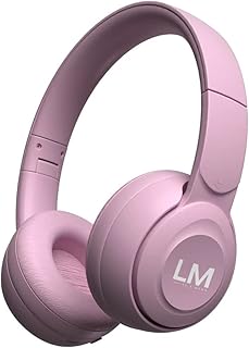 Louise & Mann Kabellose Bluetooth Kopfhörer in Pink mit Hi-Fi Stereo und weichen Ohrpolstern, faltbar und ideal für Erwachsene und Kinder. Perfekt für Musik und Anrufe unterwegs