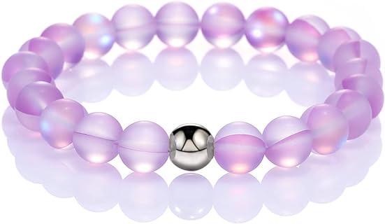 Hidden Safety Clasp Mystic Mermaid Bead Bracelet with Rope Chain and Shimmering Stone Beads for Women and Girls featuring Unique Frosted Design