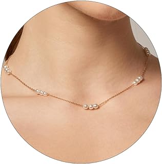 18K Gold Plated Single Pearl Choker - Stainless Steel Box Chain Necklace for Women with Lobster Clasp - Sophisticated Dainty Pearl Pendant Jewelry - Ideal Gift for Girls and Women