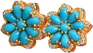 Turquoise Flower Stud Diamond Earrings