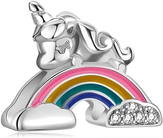 LINGDIE 925 Sterling Silver Charms for Bracelets and Necklaces Rainbow Cloud Unicorn Lucky Dangle Pendants Rhinestone Pandora Beads Charms Jewelry Gift for Women Girls