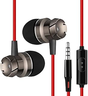 Ziyan In-Ear Kopfhörer mit Mikrofon für Erwachsene, Bass Klang in Rot, 6U-Lautsprecher und Geräuschabschirmung, Ideal für Musik, Videos und Telefonate