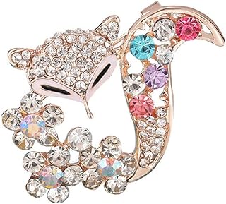 Charming Women's Fox Brooch with Elegant Pin Clasp, Alloy Metal, Perfect for Coat or Suit Lapel Enhancement, No Gemstone, Foxy-Shape Design, Rhinestone Enhancements
