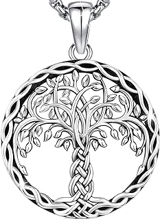 Tree of Life Necklace 925 Sterling Silver Celtic Knot Pendant Necklace Family Tree Pendant Celtic Jewelry Necklace Pendant for Men Women Holiday Anniversary Birthday
