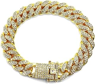 Lobster Claw Clasp Cuban Chain Crystal Anklet for Men and Women - Punk Hip-Hop Rhinestone 18K Gold/White Gold Plated Jewel