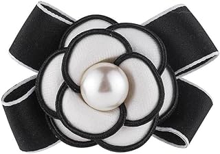 Vintage Camellia Brooch Pin for Women Girls Pearl Bow Flower Brooch Fabric Rose Flower Brooch Lapel Scarf Buckle Safety Pin Bridal Dress Accessories