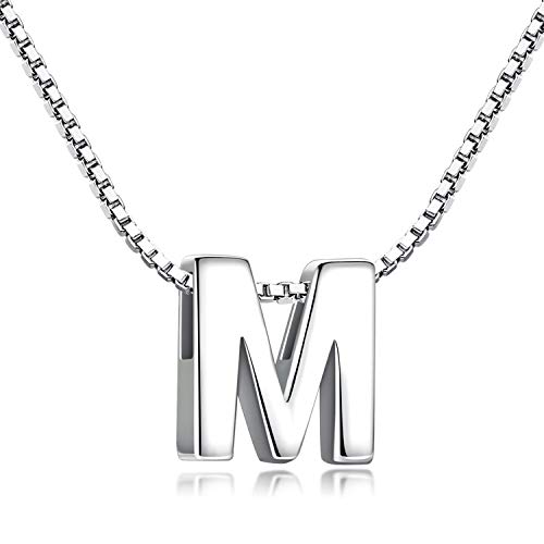 CANDYFANCY Initial Necklace 925 Sterling Silver Letter Pendant Personalized 26 Alphabet Necklace for Women Men A-Z