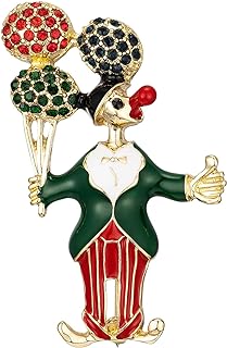 Pin-Clasp Vintage Clown Balloon Christmas Brooch in Hypoallergenic Alloy for Women, Festive Holiday Jewelry Design