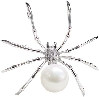 Spider Brooch Pins Black White Pearl Clear Crystal Corsage Lapel Jewelry for Women and Men Witch Halloween Pin Accessories