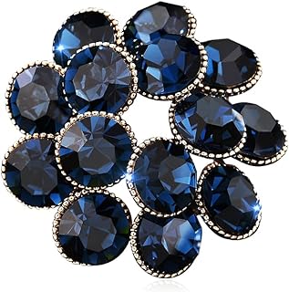 Emegcy Austrian Sapphire Blue Crystal Brooch with Pin Clasp, Large Leaf Design Women's Jewelry Gift in Copper