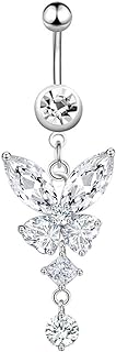 Charming Cubic-Zirconia Butterfly Belly Ring with Stainless Steel Chain for Women and Egirls - Cute, Colorful and Aesthetic Design