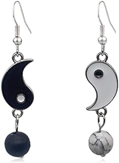 Unique Alloy Tai Chi Yin Yang Dangle Earrings for Men, Women and Girls with French Wire Back Finding - Hoop Design