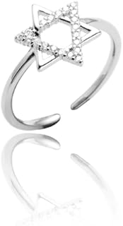 SANDOO Star Of David Ring - Estrella De David,Dainty Jewish Star Rings,Religious Christian Faith Jewelry Gift for Women Girls